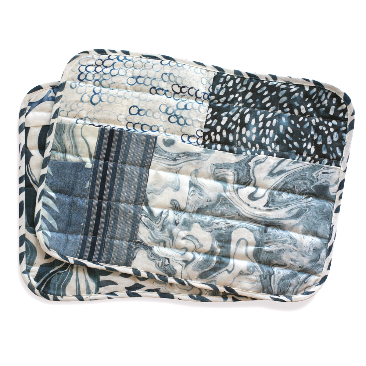 Quilted Placemats in Ocean Blues