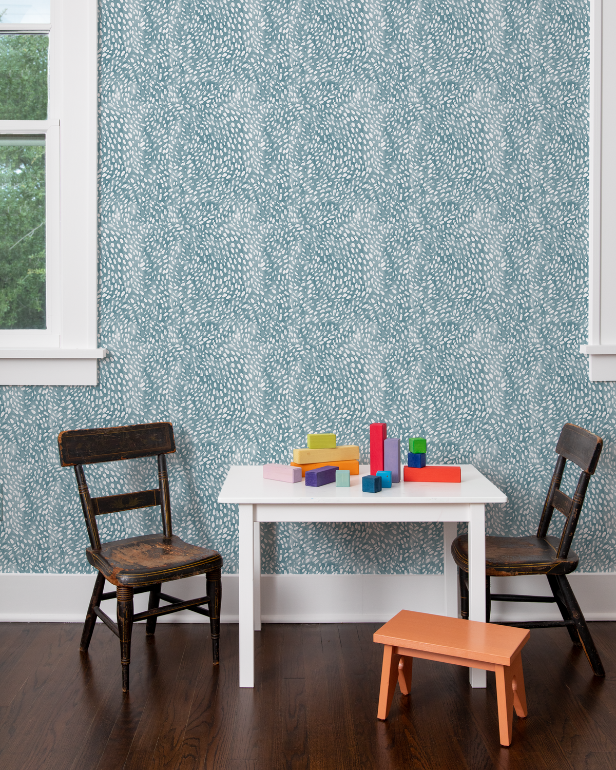 Speckled Wallpaper in Blue Rain