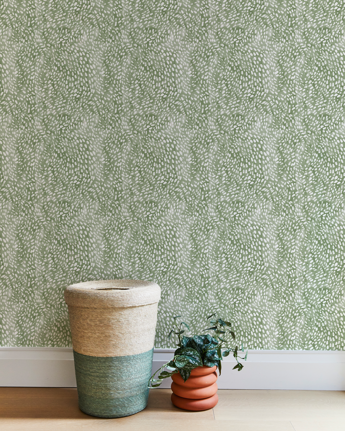 Speckled Wallpaper in Light Green