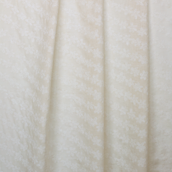 Stamped Garland Embroidered Fabric in Off-White