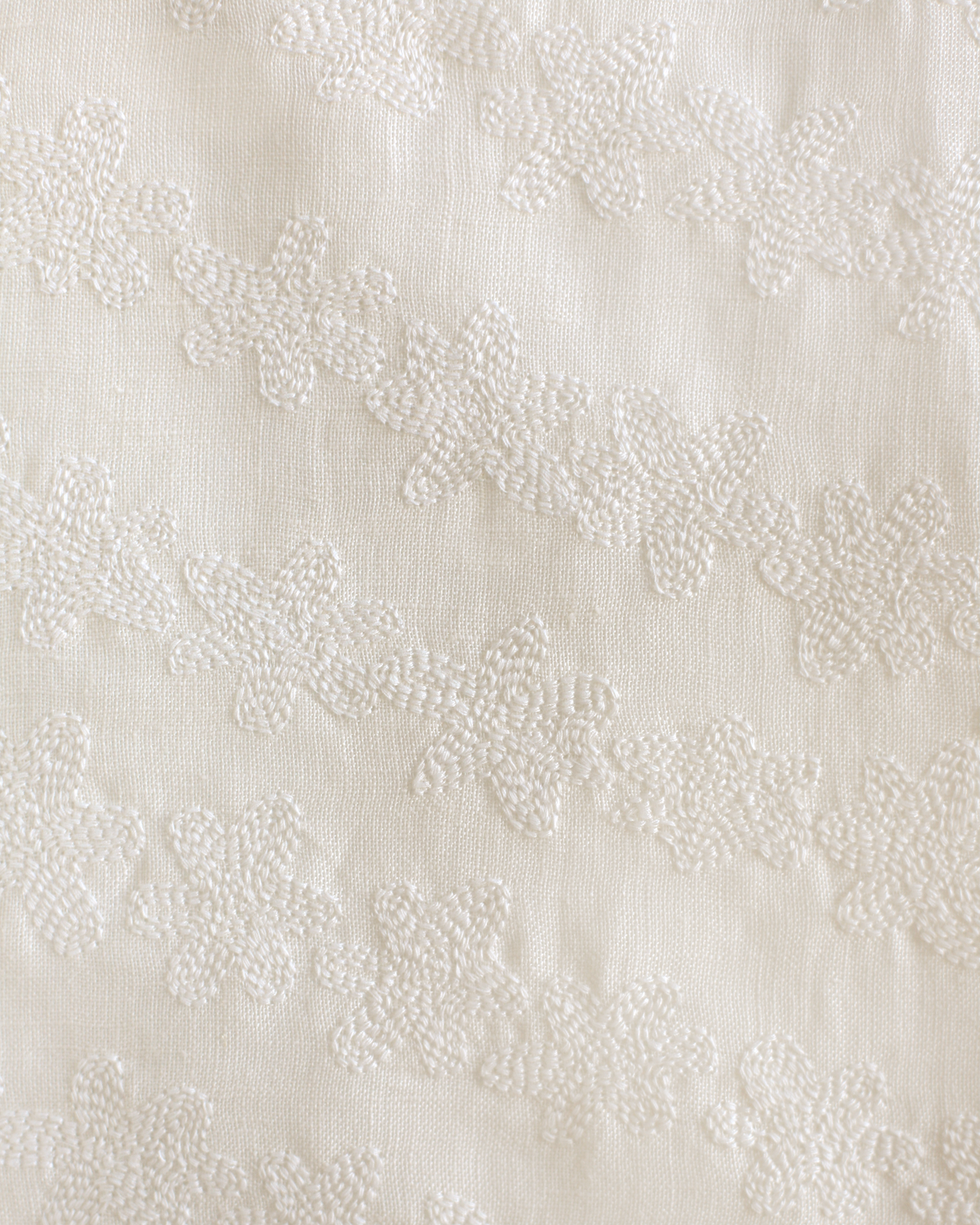 Stamped Garland Embroidered Fabric in Off-White