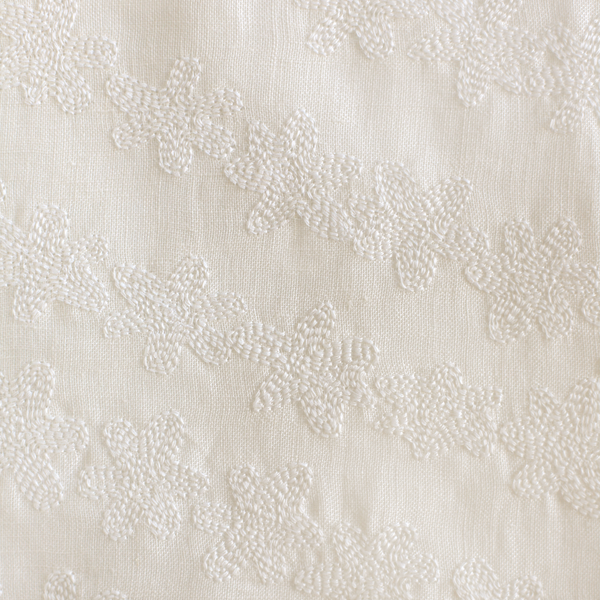 Stamped Garland Embroidered Fabric in Off-White