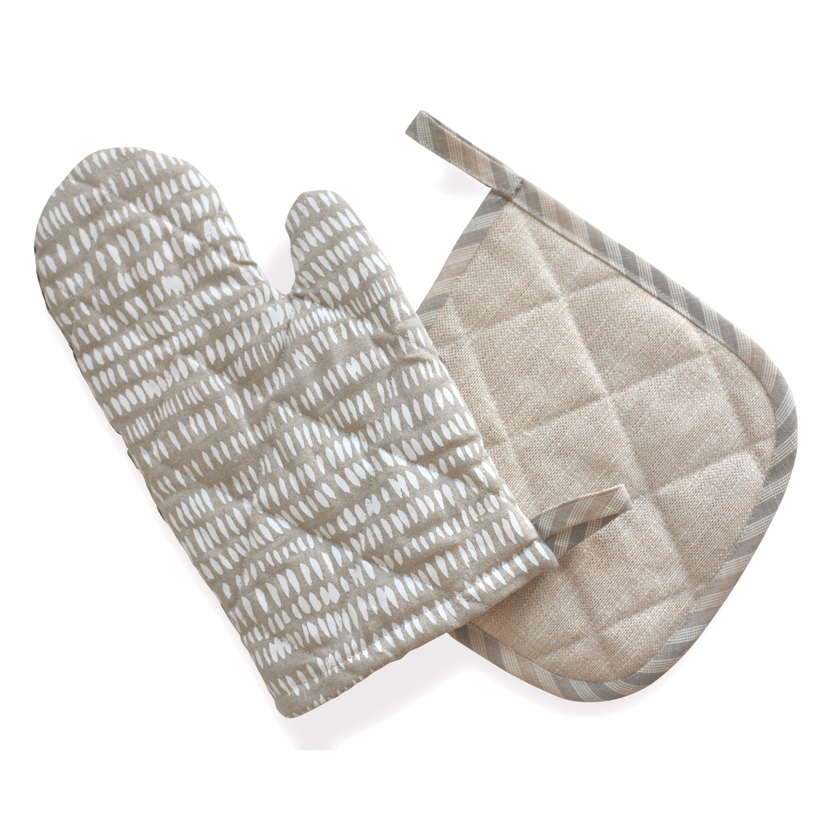 Oven Mitt + Potholder Set in Natural/Black
