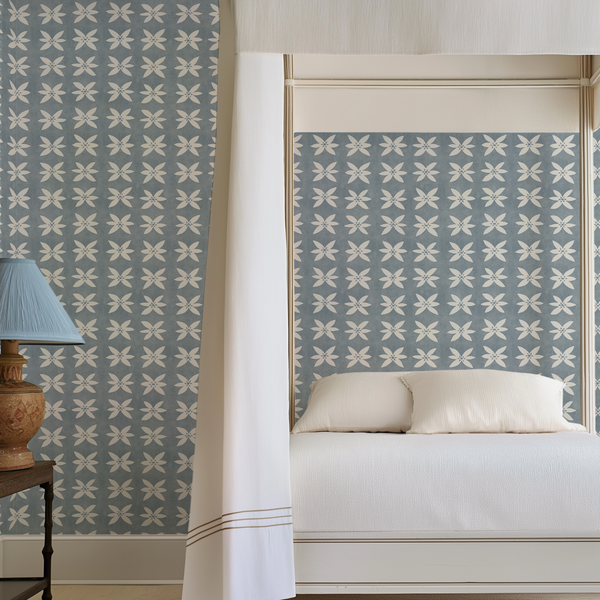 Rain Lily Wallpaper in Blue