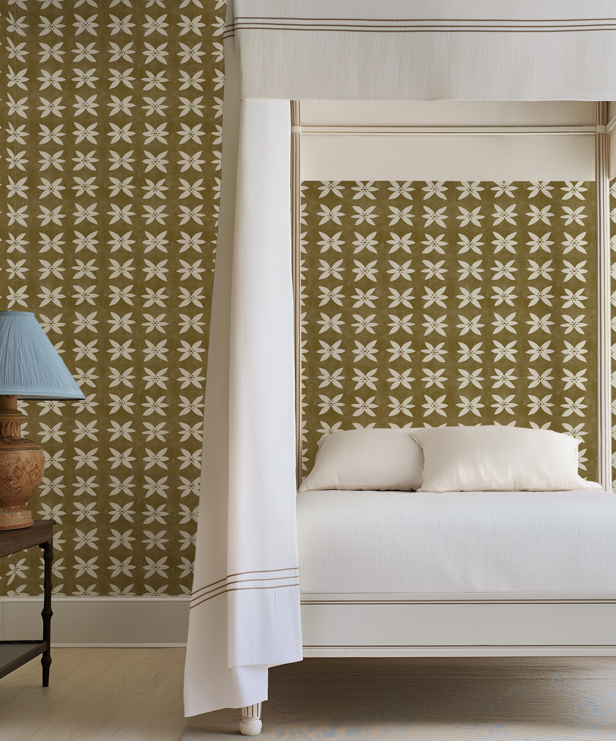 Rain Lily Wallpaper in Dark Ochre