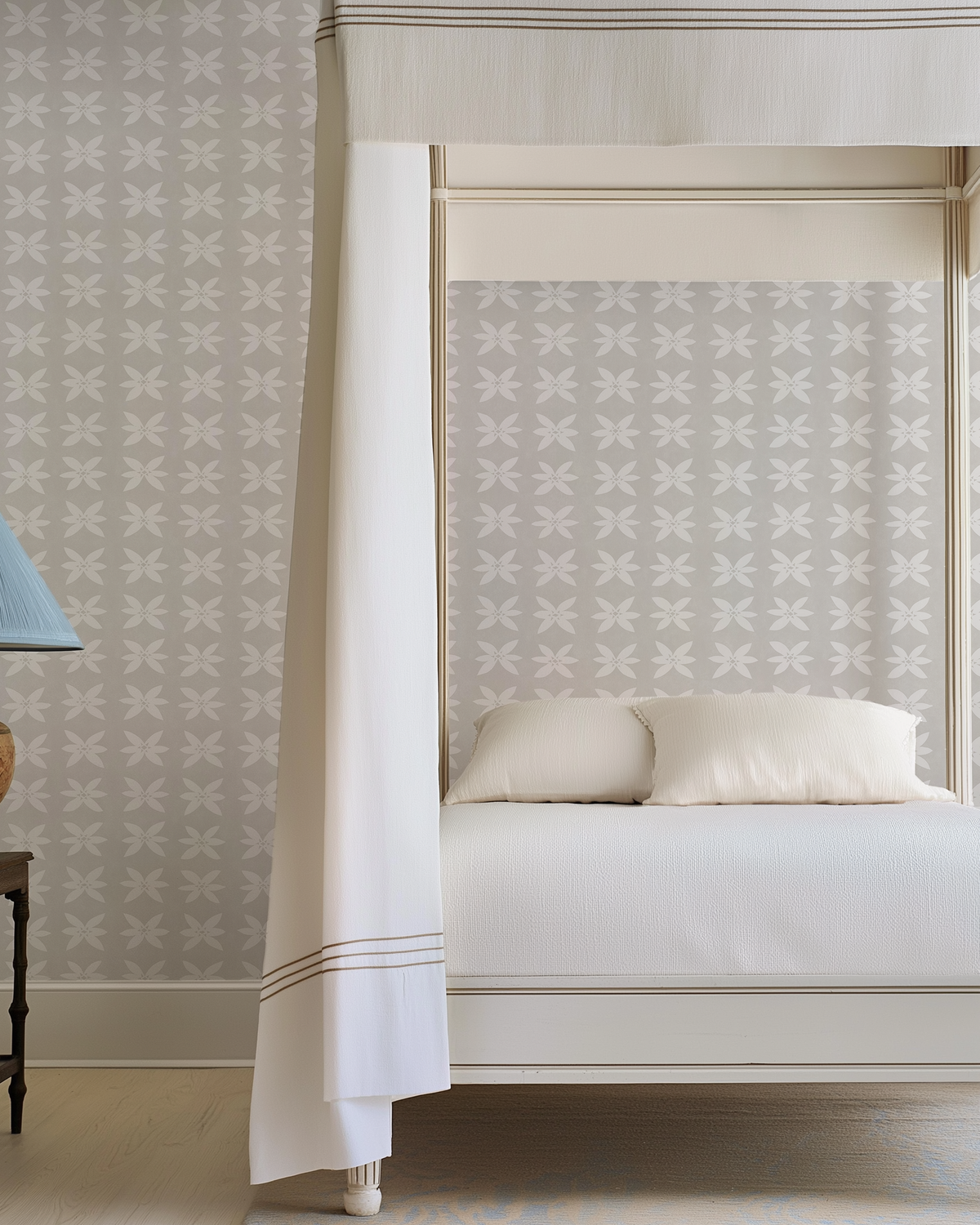 Rain Lily Wallpaper in Pale Stone