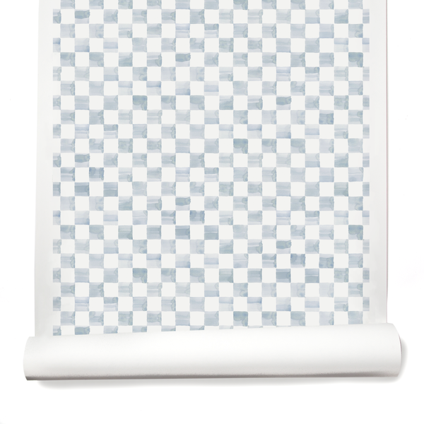 Watercolor Squares Wallpaper in Light Blue