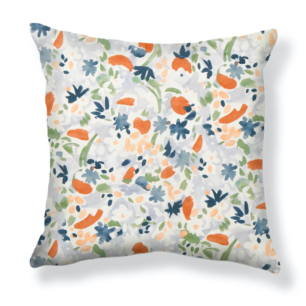 Wildflower Pillow in Blue/Tomato