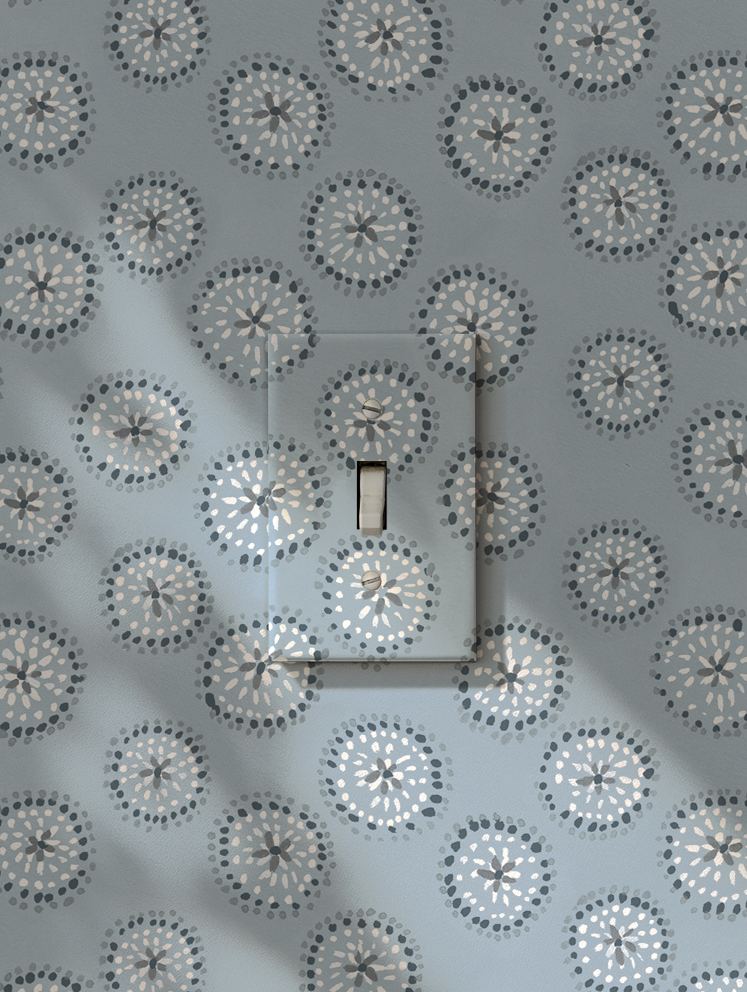Dotted Floral Wallpaper in Blue-Gray