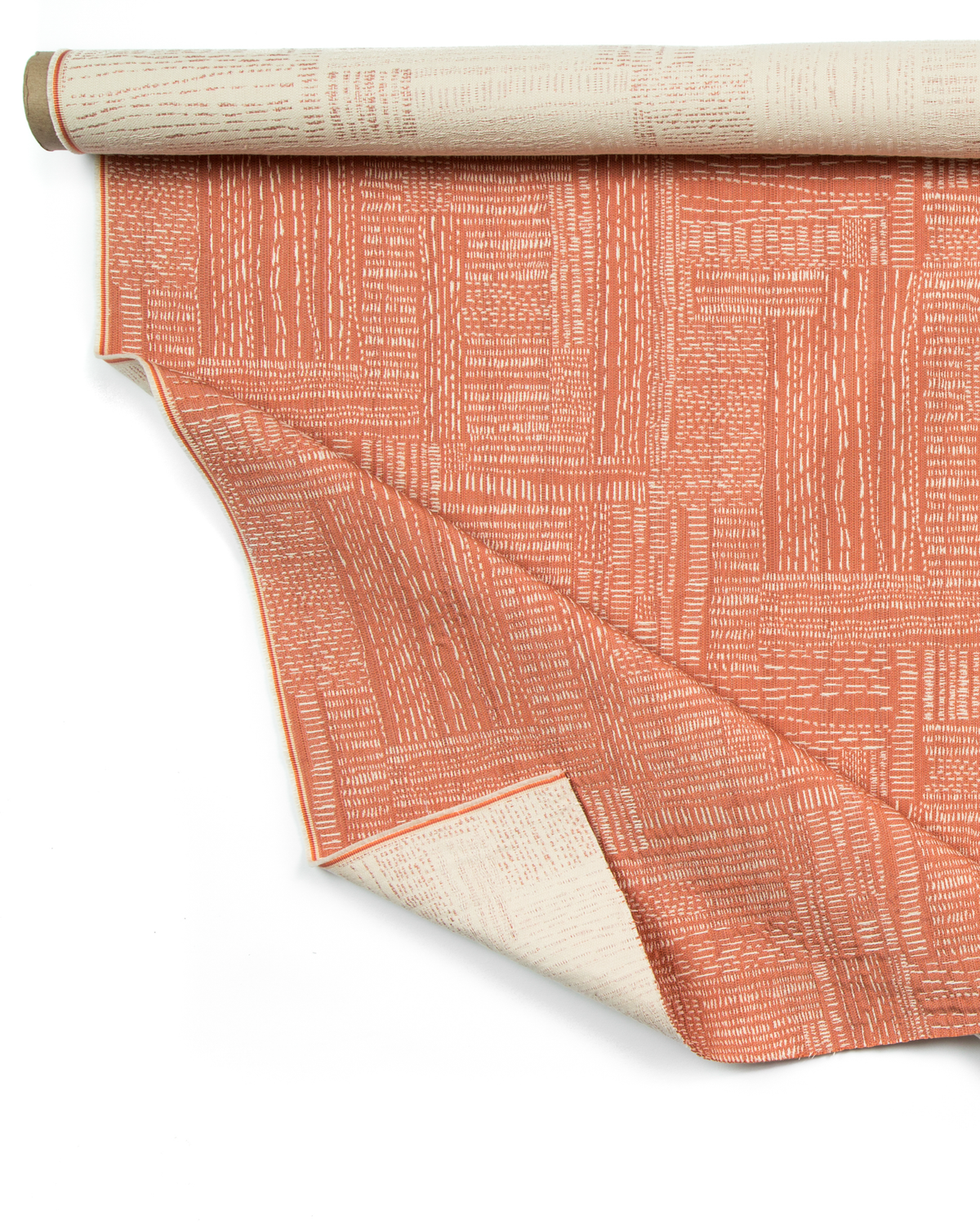 Sashiko Stitch Fabric in Tangerine