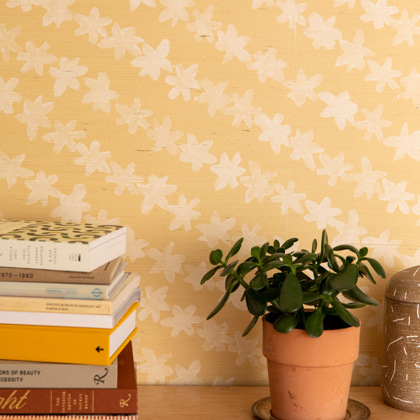 Stamped Garland Wallpaper in Yellow