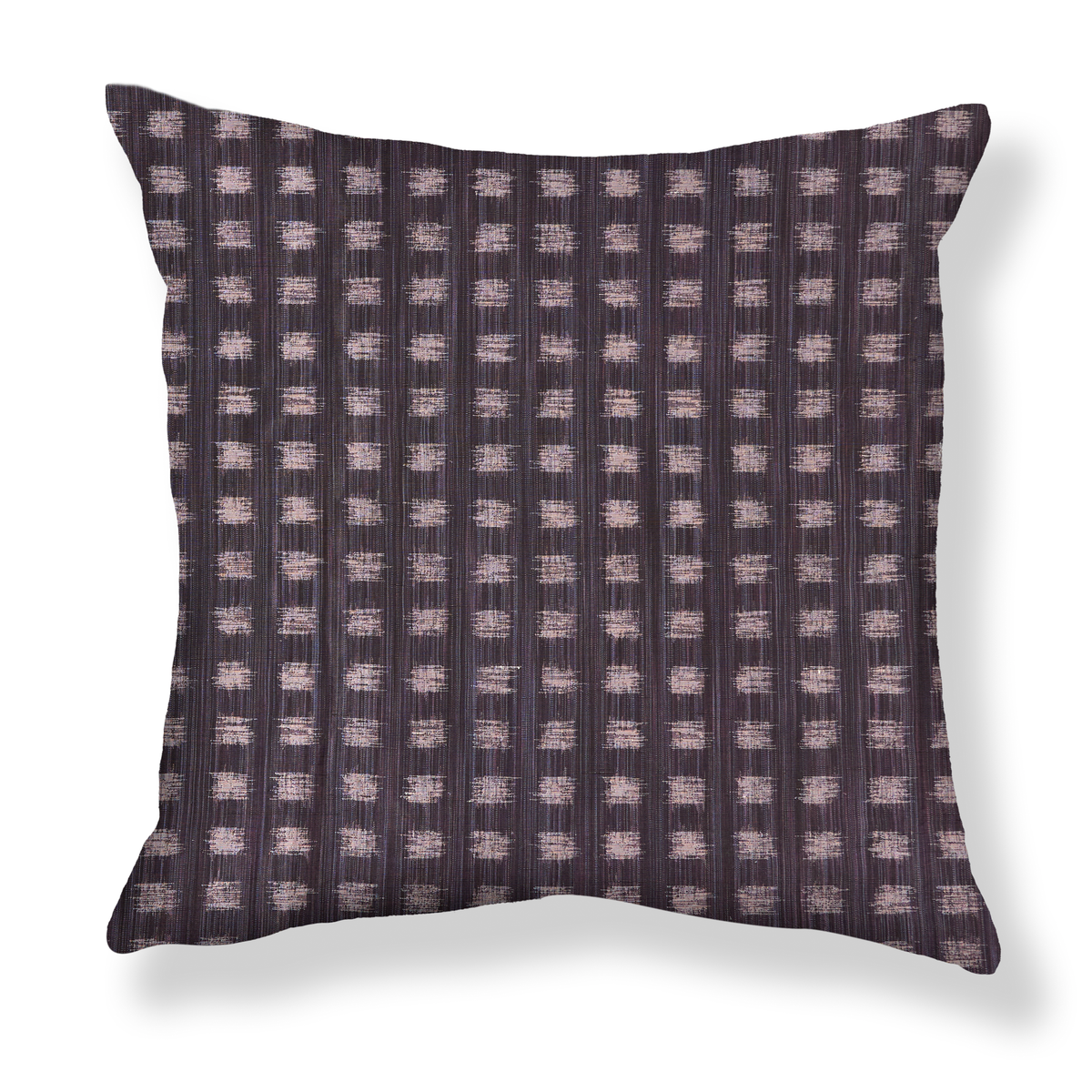 Gridded Ikat Pillow in Dark Plum