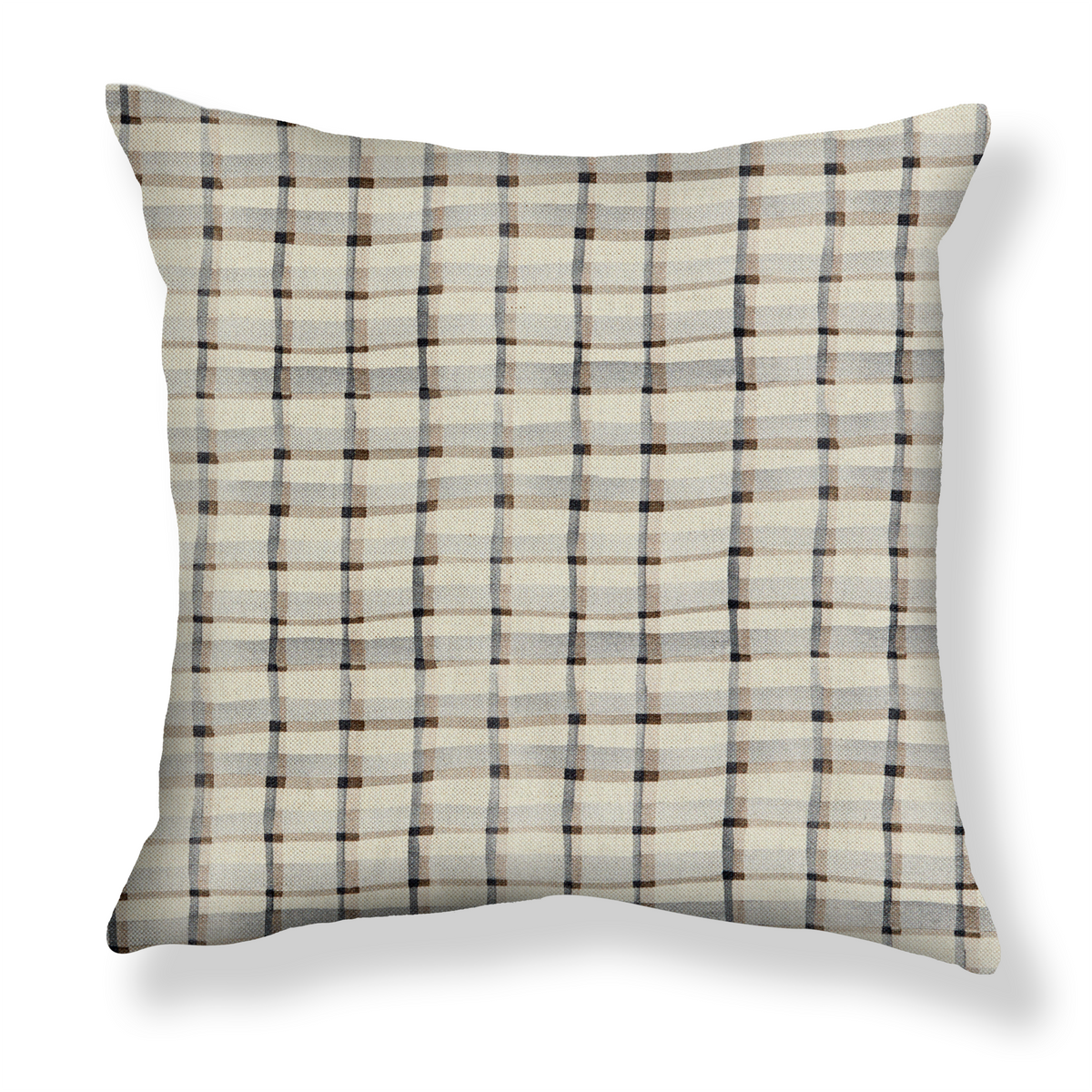 Mason Plaid Pillow in Natural/Gray
