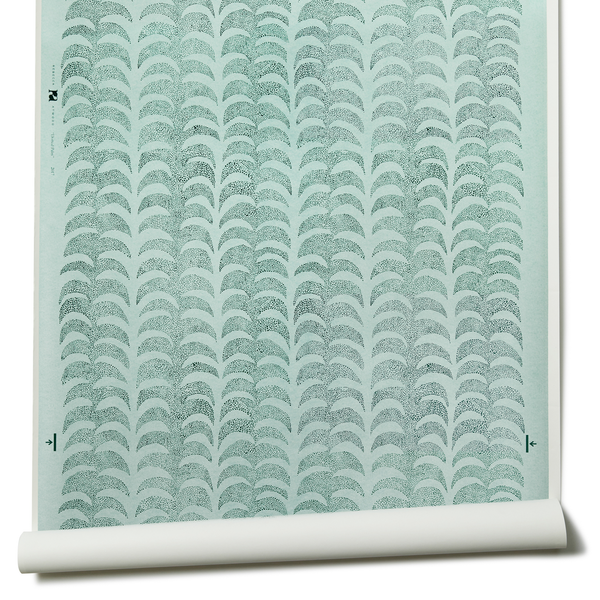 Dotted Palm Wallpaper in Ice Mint/Deep Marine