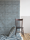 Painted Stripe Fabric in Marine & Black Image 5