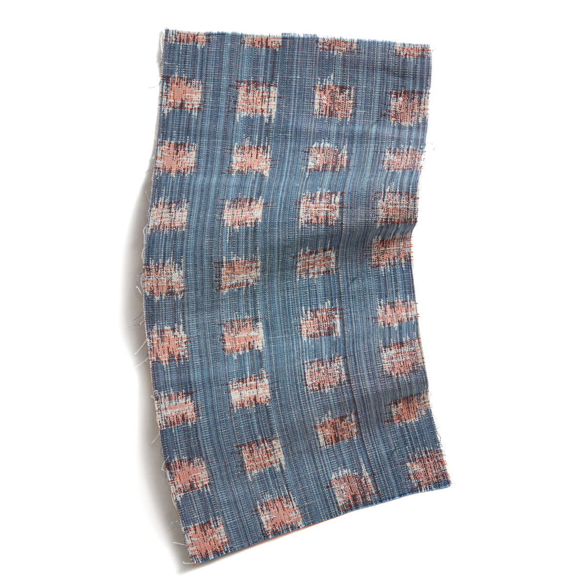 Gridded Ikat Fabric in Blue Pink
