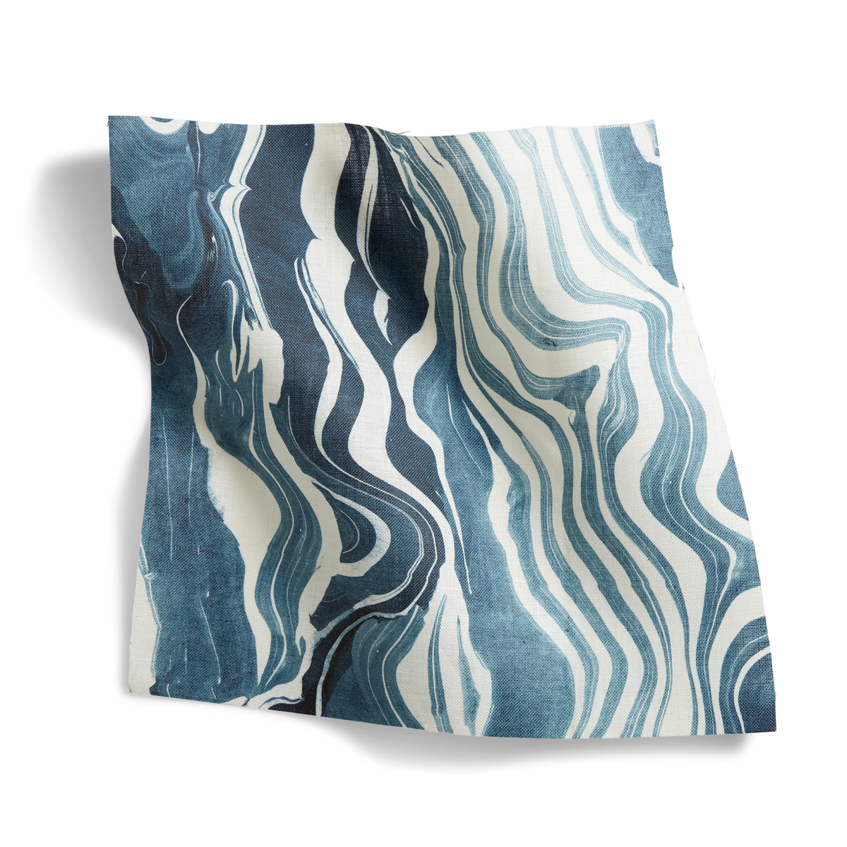 Marbled Stripe Fabric in Navy