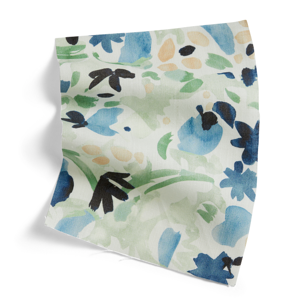Wildflower Fabric in Navy/Leaf