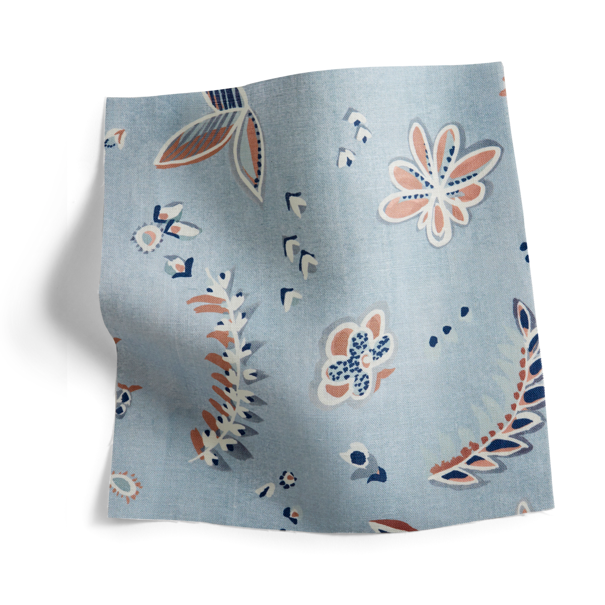 Flora Fabric in Blue-Slate