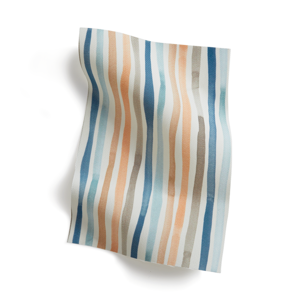 Garden Stripe Fabric in Peach/Blue
