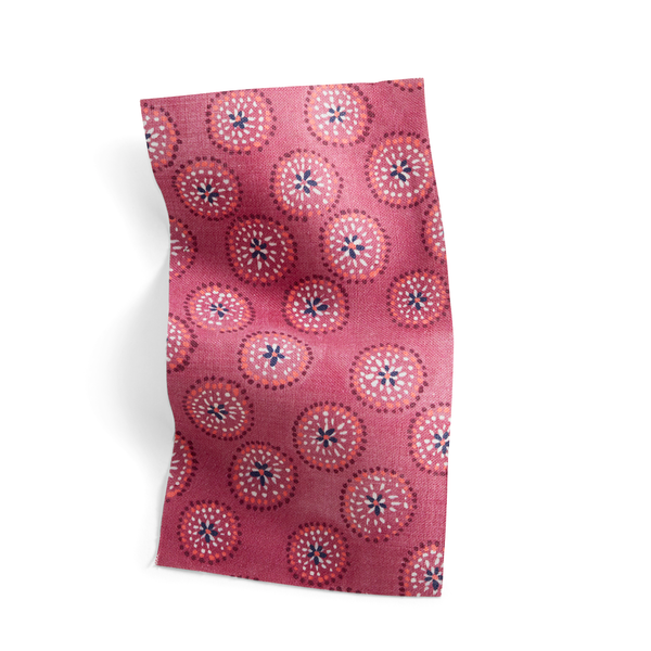 Dotted Floral Fabric in Ruby
