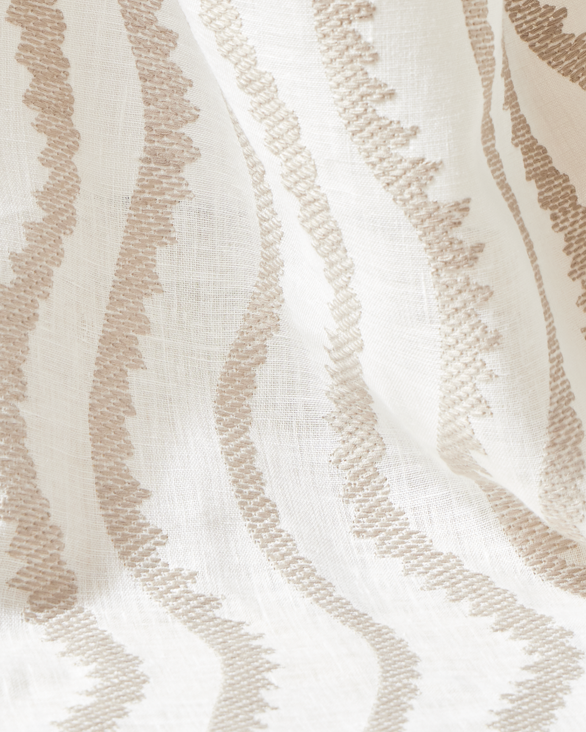 Notched Vines Fabric in Ivory/Gray