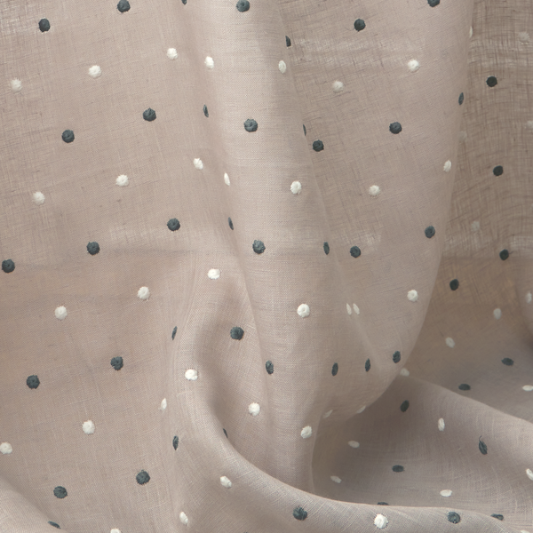 Embroidered Dots Sheer Fabric in Gray