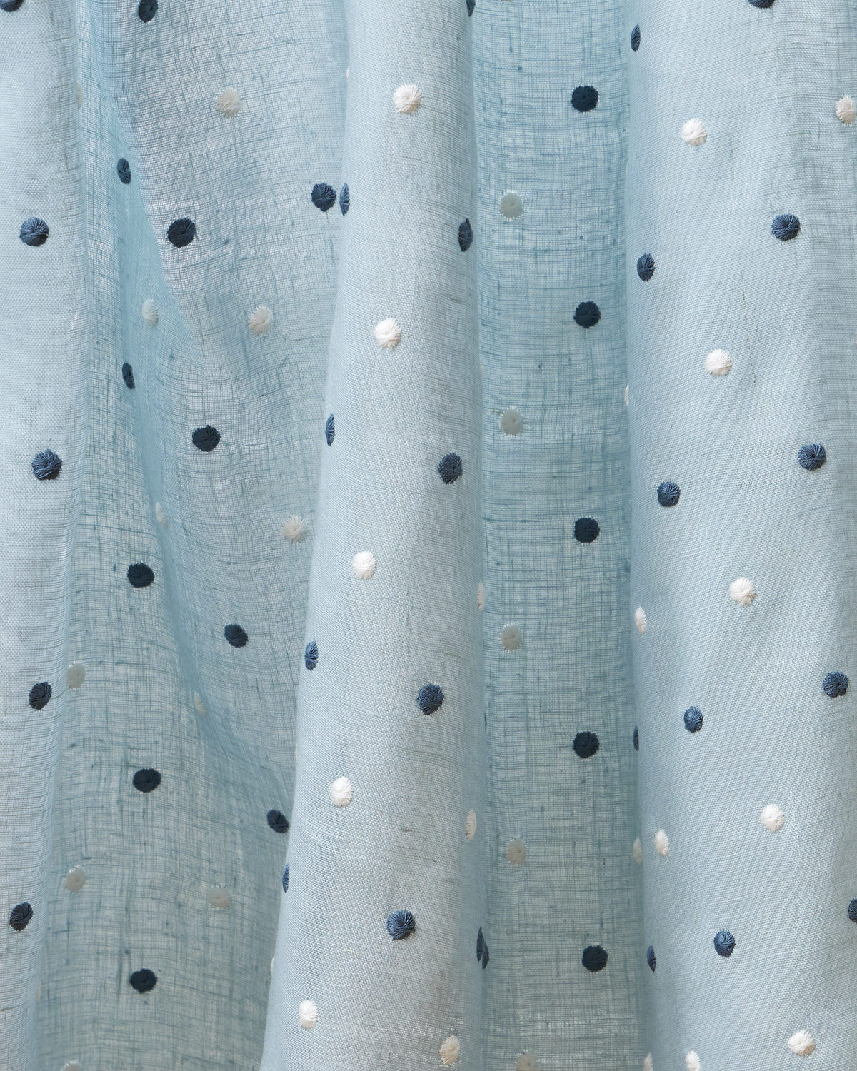 Embroidered Dots Fabric in Light Blue