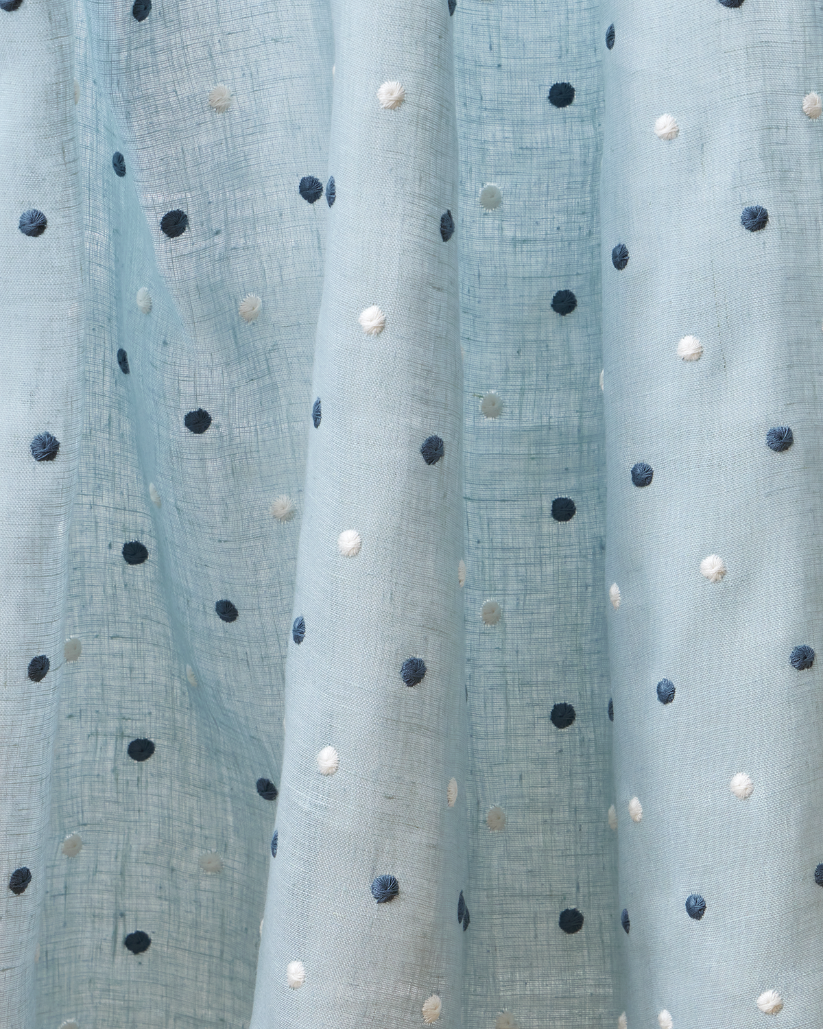 Embroidered Dots Sheer Fabric in Light Blue Yard Embroidered Dots Sheer Fabric in Light Blue Yard