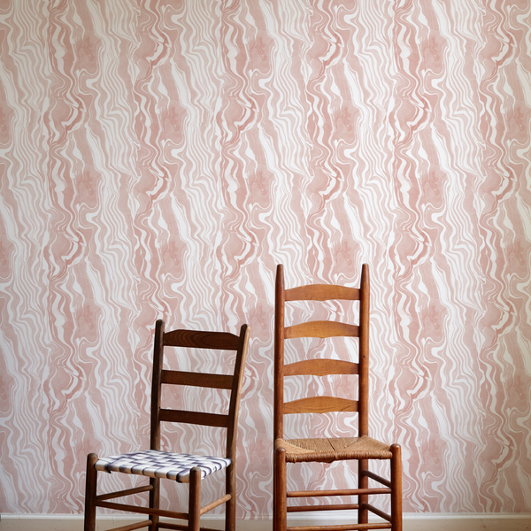 Marbled Stripe Wallpaper in Blushing Taupe