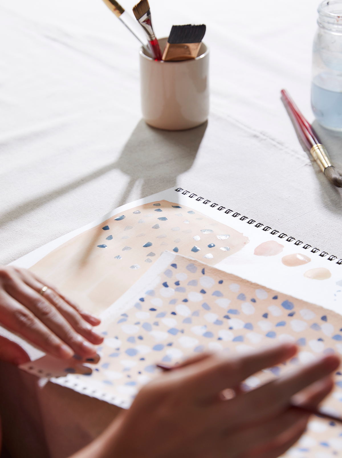 Scattered Dot Fabric in Gray-Blue