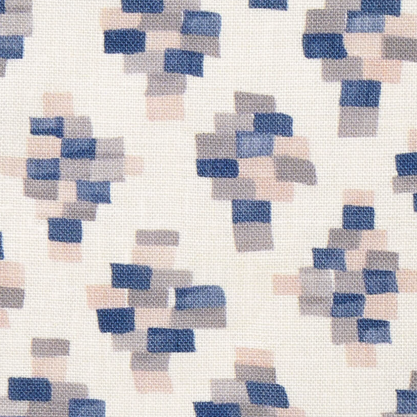 Bricks Fabric in Taupe/Blue