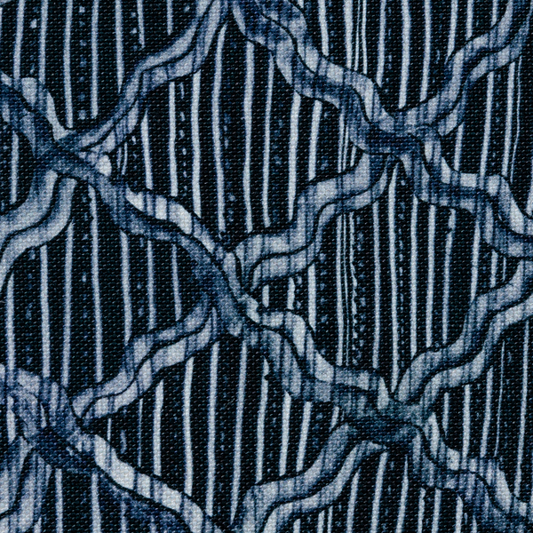 Carved Ogee Fabric in Midnight Blue