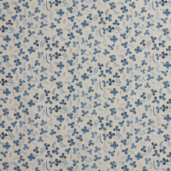 Clovers Fabric in Blue/Oatmeal