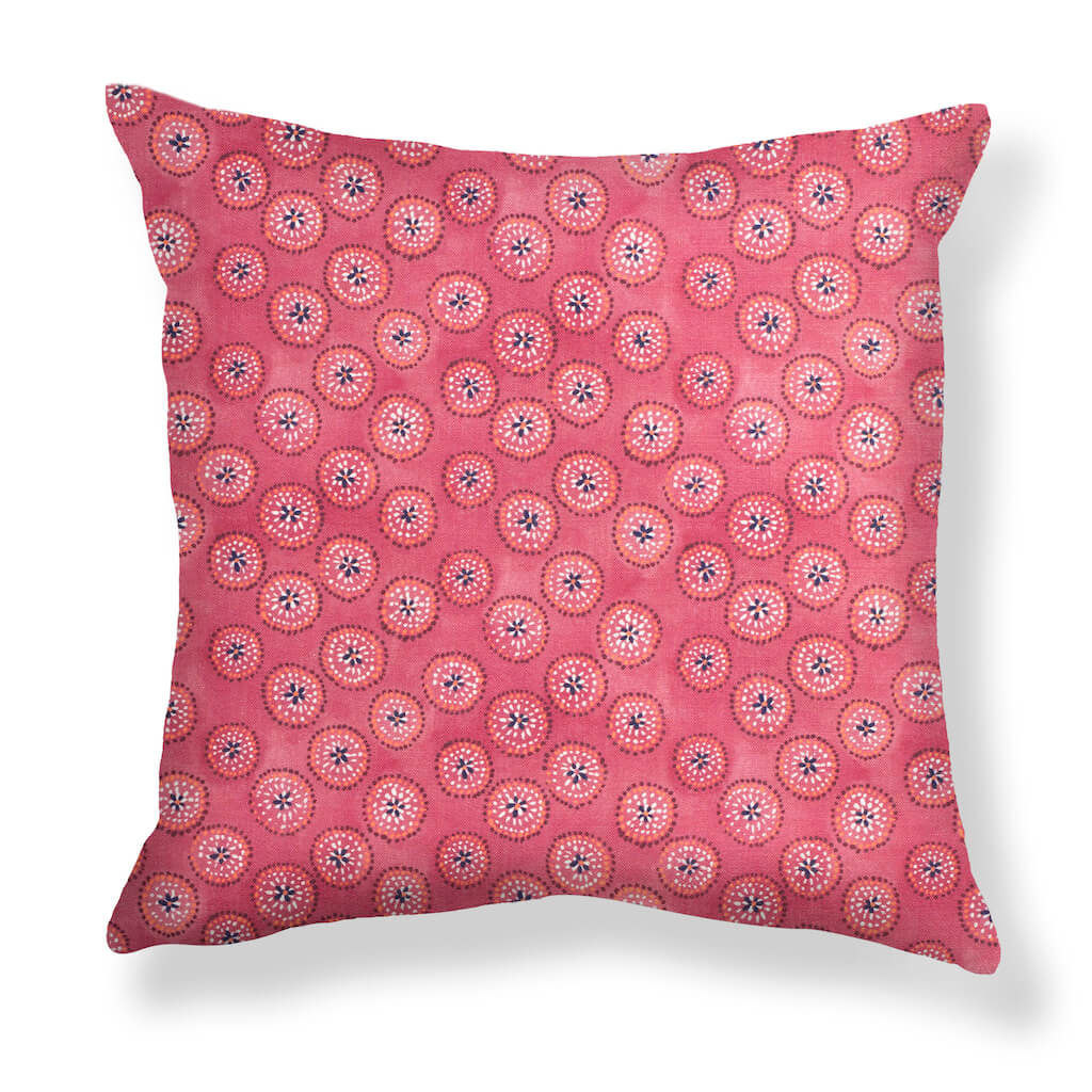 Dotted Floral Pillow in Ruby