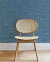 Dotted Floral Wallpaper in Chambray Blue Image 2