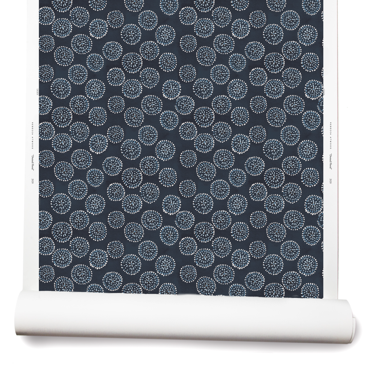 Dotted Floral Wallpaper in Navy