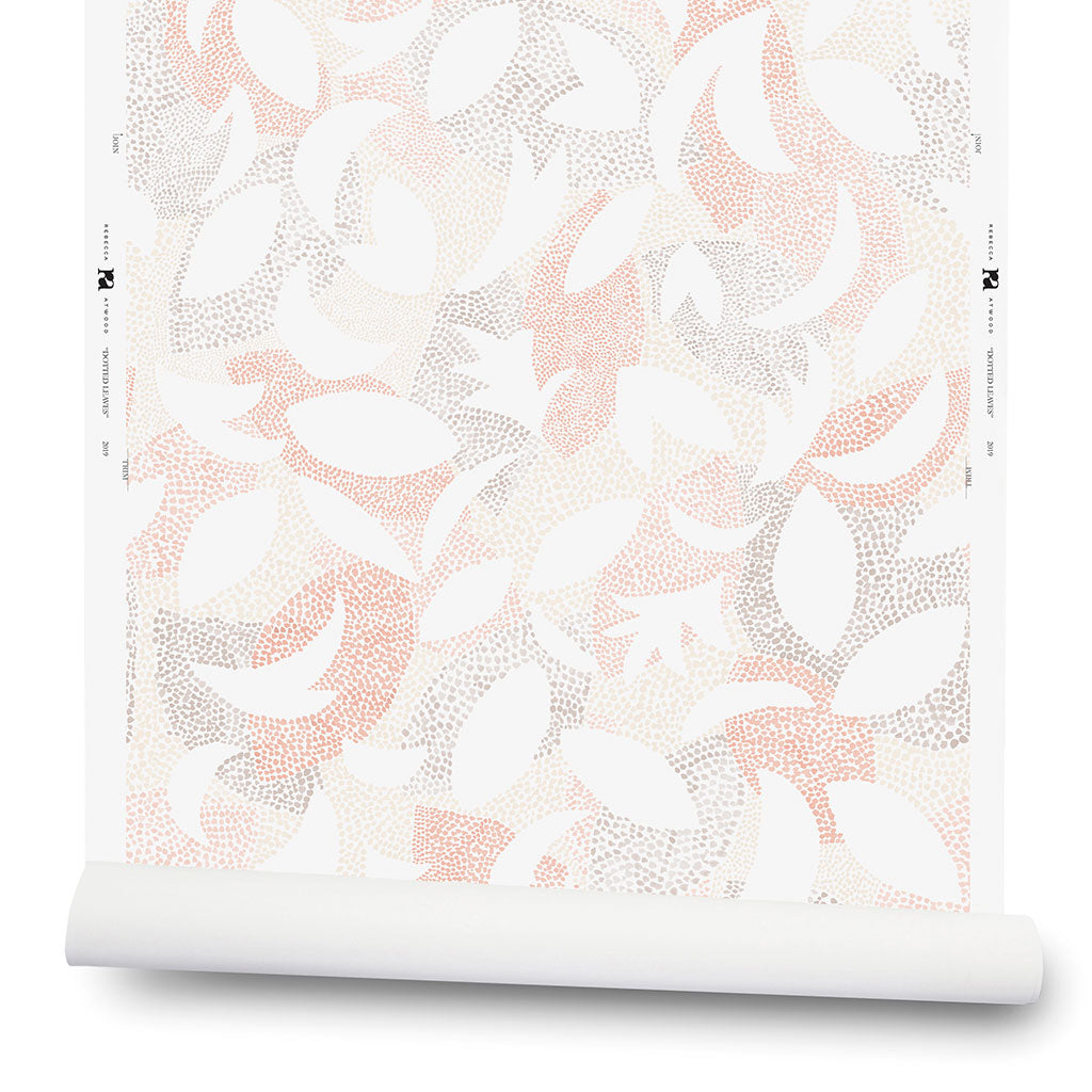 Dotted Leaves Wallpaper in Blush/Taupe