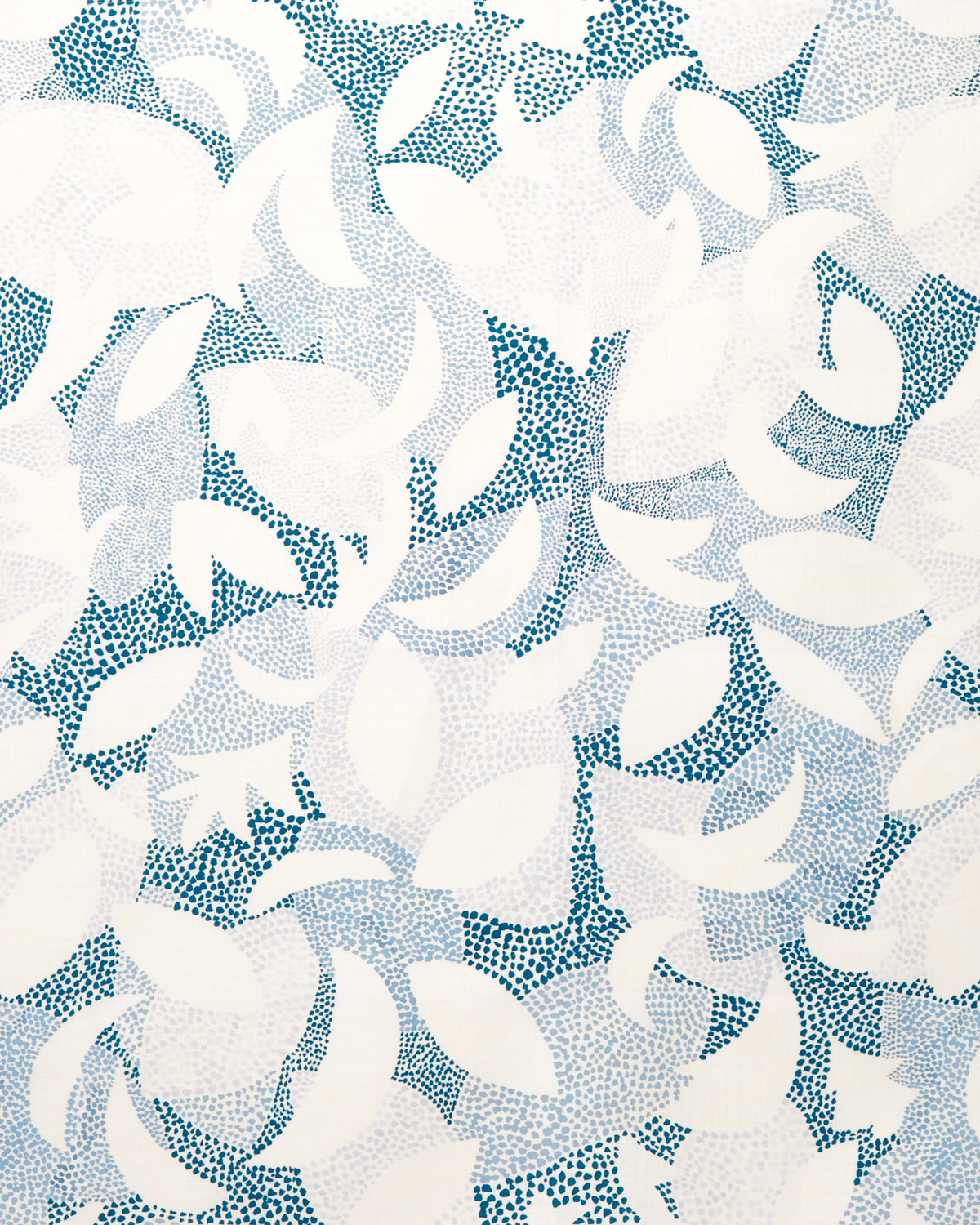 Dotted Leaves Fabric in Ocean Blues