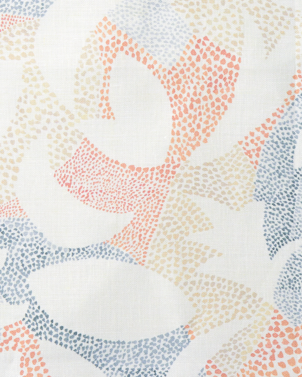 Dotted Leaves Fabric in Peach/Blue