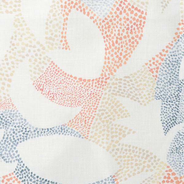 Dotted Leaves Fabric in Peach/Blue