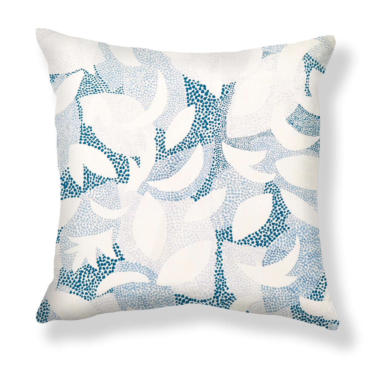 Dotted Leaves Pillow in Ocean Blues