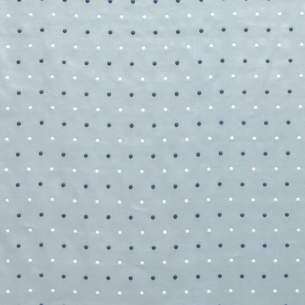 Embroidered Dots Sheer Fabric in Light Blue