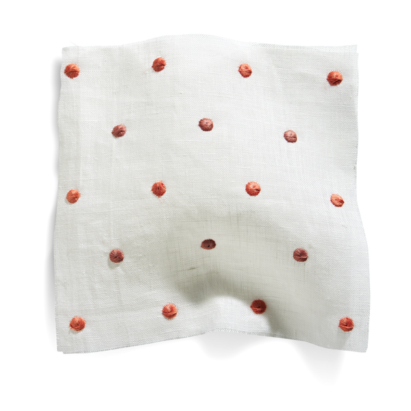 Embroidered Dots Fabric in Ivory/Rose