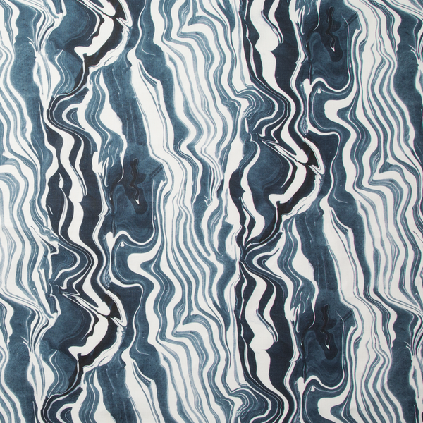 Marbled Stripe Fabric in Navy