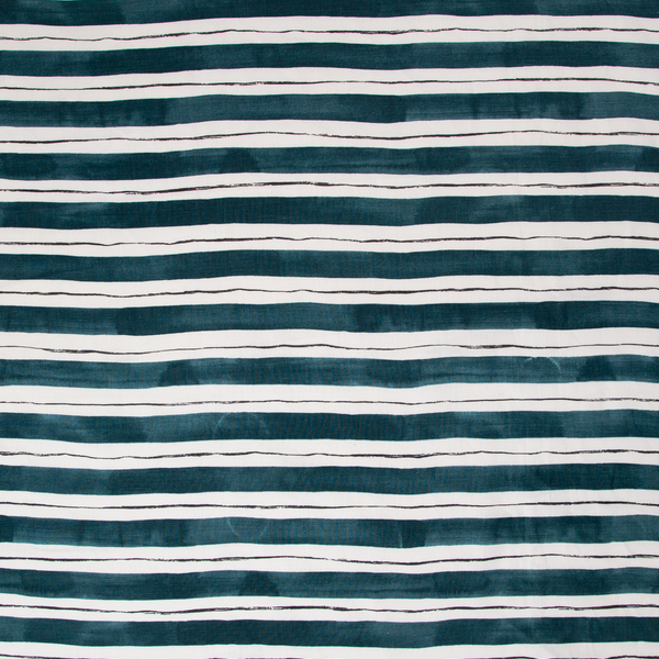 Painted Stripe Fabric in Marine & Black