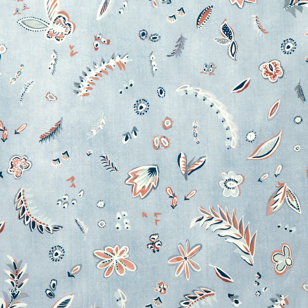 Flora Fabric in Blue-Slate