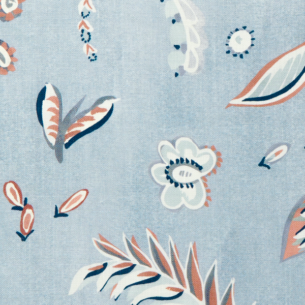 Flora Fabric in Blue-Slate