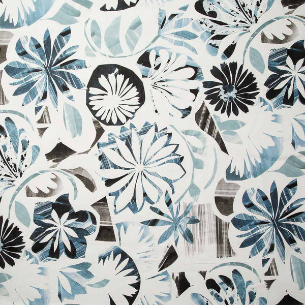 Floral Collage Fabric in Multi Blue