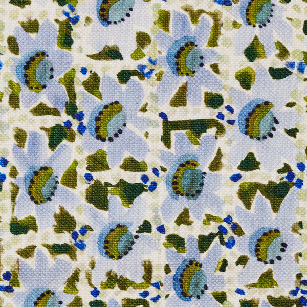 Floral Trellis Fabric in Blue/Green